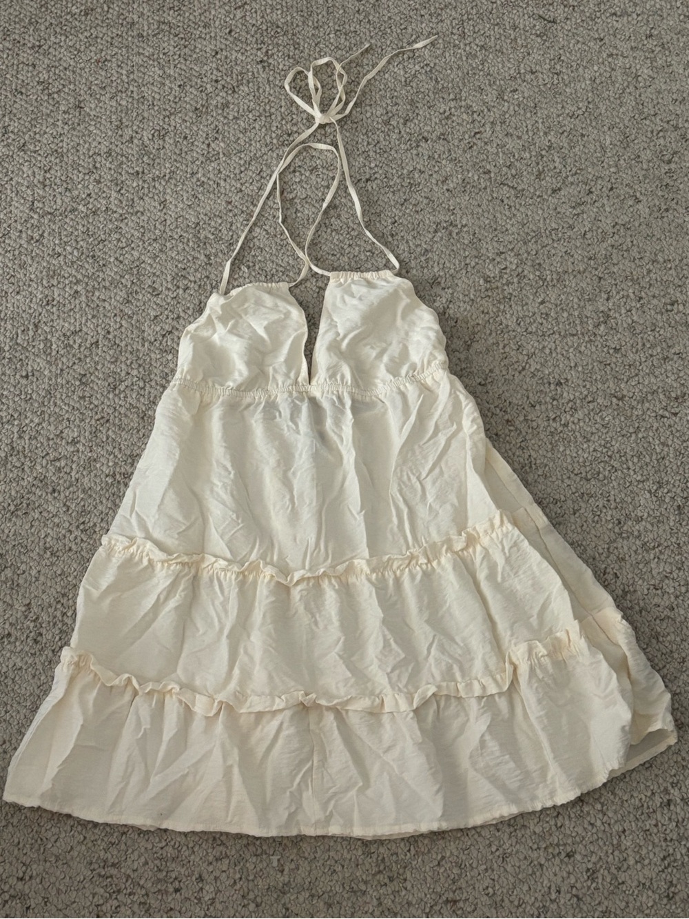 wild fable Cream Ruffle Detail Mini Dress